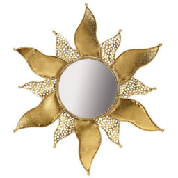 Gold Sun Wall Mirror - Decorative Round Art Deco Style Sunburst Home Decoration With Hanging Hook - 71Cm Diameter