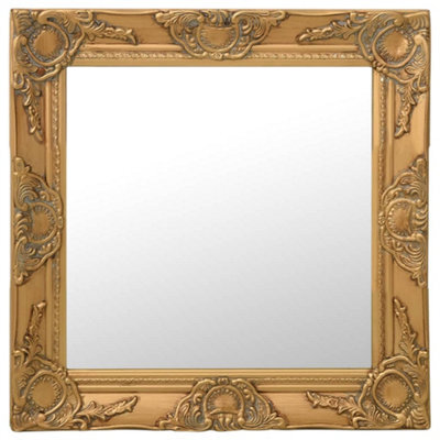 Berkfield Wall Mirror Baroque Style 50X50 Cm Gold - image 1