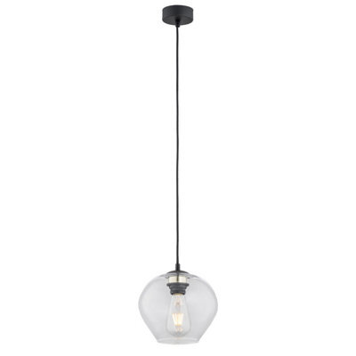 Luminosa Lighting Luminosa Kalimera 20Cm Globe Pendant Ceiling Light Transparent, Black Matt - image 1