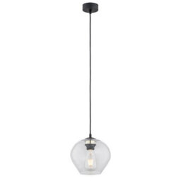 Luminosa Lighting Luminosa Kalimera 20Cm Globe Pendant Ceiling Light Transparent, Black Matt - thumbnail 1