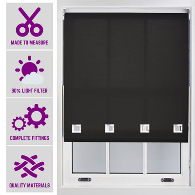 Furnished Daylight Roller Blind With Big Square Eyelets Free Cut Service - Black (W)210Cm X (L)210Cm - image 1