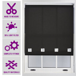 Furnished Daylight Roller Blind With Big Square Eyelets Free Cut Service - Black (W)210Cm X (L)210Cm - thumbnail 1