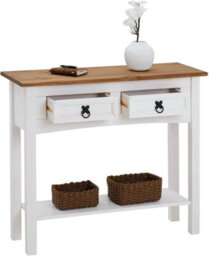 Mews Corona White Console Table 2 Drawer Solid Wood Occasional Table - thumbnail 7