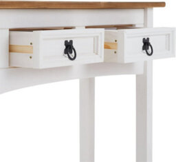 Mews Corona White Console Table 2 Drawer Solid Wood Occasional Table - thumbnail 9