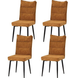 Upholstered Dining Chairs Set Of 4, Linen Fabric Dining Chairs-Brown