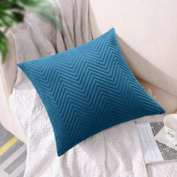 Ameha Teal Embossed Velvet Cushions Set, 18X18 Inch, Includes 2 Filled Cushions & 2 Covers, Breathable & Anti Allergic - thumbnail 6