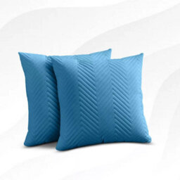 Ameha Teal Embossed Velvet Cushions Set, 18X18 Inch, Includes 2 Filled Cushions & 2 Covers, Breathable & Anti Allergic - thumbnail 2