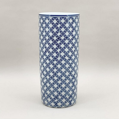Minster 18 Inch Round Umbrella Stand - L20 X W20 X H46 Cm - Blue/white - image 1