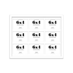 20X16 Inch 9 Opening Photo Collage Frame, Display Nine 6X4 Inch Photos, Multi Aperture Family Picture Frame, White - thumbnail 2
