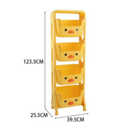 Living And Home 4 Tier Cute Yellow Duck Mobile Kids Toy Storage Rack Shelf Indoor Cart With Wheels 1235 mm - thumbnail 5