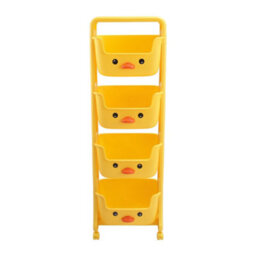 Living And Home 4 Tier Cute Yellow Duck Mobile Kids Toy Storage Rack Shelf Indoor Cart With Wheels 1235 mm - thumbnail 3