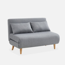 Sweeek - 2-Seater Scandi-Style Folding Sofa Bed Guesta Light Grey 120X89X80 Cm - thumbnail 3