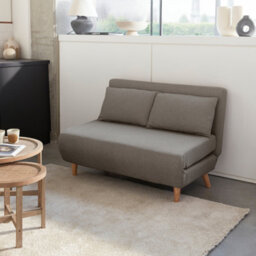 Sweeek - 2-Seater Scandi-Style Folding Sofa Bed Guesta Light Grey 120X89X80 Cm - thumbnail 1