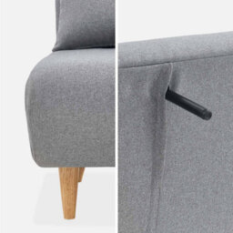 Sweeek - 2-Seater Scandi-Style Folding Sofa Bed Guesta Light Grey 120X89X80 Cm - thumbnail 8
