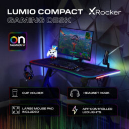 X Rocker Lumio 110Cm Led Gaming Desk With Full Mousepad - Carbon Black Rgb - thumbnail 2