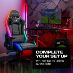 X Rocker Lumio 110Cm Led Gaming Desk With Full Mousepad - Carbon Black Rgb - thumbnail 7