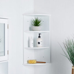Vonhaus Corner Shelf Unit, White 3 Tier Corner Shelves For Wall, Freestanding Or Wall Mounted, Bathroom, Kitchen, Living, Holbrook - thumbnail 2