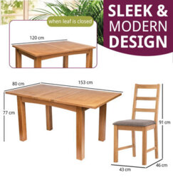 Hallowood Furniture Camberley Oak Butterfly Extending Dining Table With 6 Ladder Back Chairs In Light Grey Fabric Seats - thumbnail 3