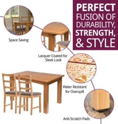 Hallowood Furniture Camberley Oak Butterfly Extending Dining Table With 6 Ladder Back Chairs In Light Grey Fabric Seats - thumbnail 2