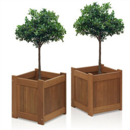 Walplus Furinno Tioman Hardwood Flower Box In Teak Oil, Pack Of 2, 2-Fg16450 - thumbnail 2