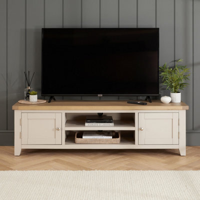 The Furniture Market Cheshire Dove Grey Painted Extra Large Tv Stand Unit Up To 80 Widescreen Size - image 1