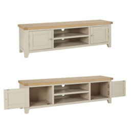 The Furniture Market Cheshire Dove Grey Painted Extra Large Tv Stand Unit Up To 80 Widescreen Size - thumbnail 5