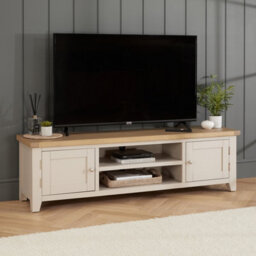 The Furniture Market Cheshire Dove Grey Painted Extra Large Tv Stand Unit Up To 80 Widescreen Size - thumbnail 2