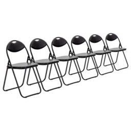 Harbour Housewares 6X Padded Folding Chairs - Black - Metal Frame Easy Store Portable Folding Seats - thumbnail 1