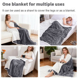Aspire Homeware Grey Sherpa Fleece Sofa Throw Blanket, Super King (L)270Cm X (W)230Cm - thumbnail 3