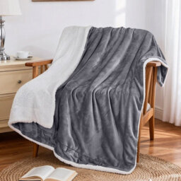 Aspire Homeware Grey Sherpa Fleece Sofa Throw Blanket, Super King (L)270Cm X (W)230Cm - thumbnail 2