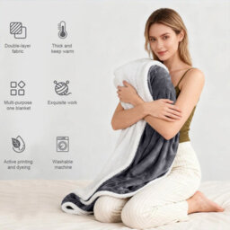 Aspire Homeware Grey Sherpa Fleece Sofa Throw Blanket, Super King (L)270Cm X (W)230Cm - thumbnail 5
