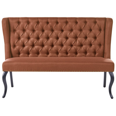 Beliani Dining Bench 2 Seater Torsby Fabric Golden Brown - image 1