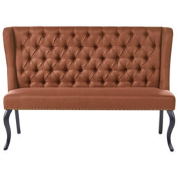 Beliani Dining Bench 2 Seater Torsby Fabric Golden Brown - thumbnail 1