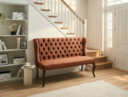 Beliani Dining Bench 2 Seater Torsby Fabric Golden Brown - thumbnail 2