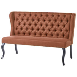 Beliani Dining Bench 2 Seater Torsby Fabric Golden Brown - thumbnail 4