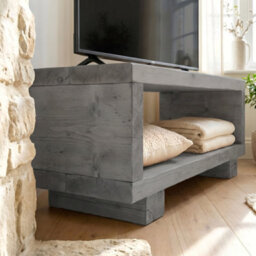 L180Xw44Xh38Cm Torie Grey Solid Wood Chunky Tv Unit - thumbnail 2