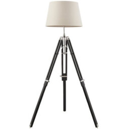 Adjustable Tripod Floor Lamp Dark Wood Standing Height Living Room Light Base - thumbnail 4