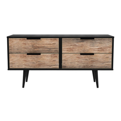 Fuji 4 Drawer Bed Box In Vintage Oak & Black (Ready Assembled)