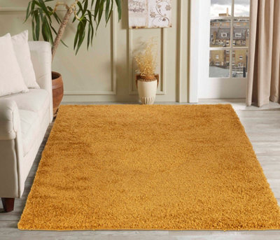 Desire Rugs Plain Living Room Shaggy Area Rugs Gold 200X290 Cm - image 1