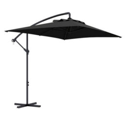 Outsunny 3 M Cantilever Parasol With Cross Base, Crank Handle, 6 Ribs, Black - thumbnail 2