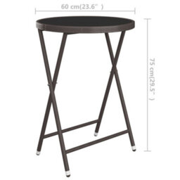 Walplus 3 Piece Garden Bistro Set Poly Rattan And Tempered Glass Brown - thumbnail 9