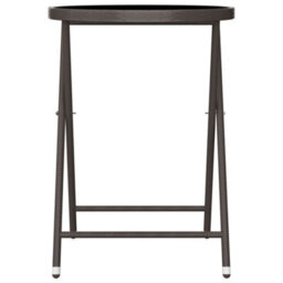 Walplus 3 Piece Garden Bistro Set Poly Rattan And Tempered Glass Brown - thumbnail 7