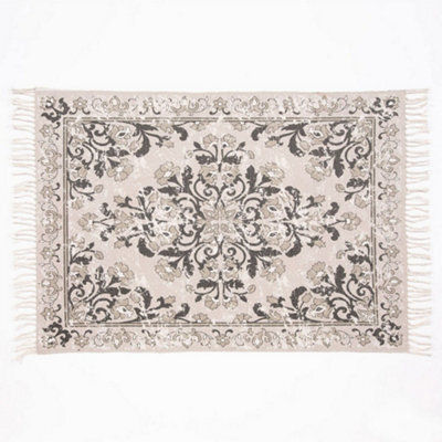 Dibor Nostell Botanical Grey Antique Printed Rug With Tassel 230 X 160Cm - image 1