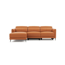 Valencia Andria Modern Top Grain Leather Reclining Sectional Three Seats With Left Hand Chaise Sofa Cognac - thumbnail 7