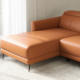Valencia Andria Modern Top Grain Leather Reclining Sectional Three Seats With Left Hand Chaise Sofa Cognac - thumbnail 6