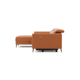Valencia Andria Modern Top Grain Leather Reclining Sectional Three Seats With Left Hand Chaise Sofa Cognac - thumbnail 9