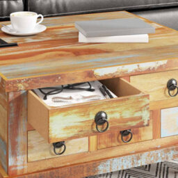 Berkfield Industrial Coffee Table Reclaimed Wood 70X70X38 Cm - thumbnail 4