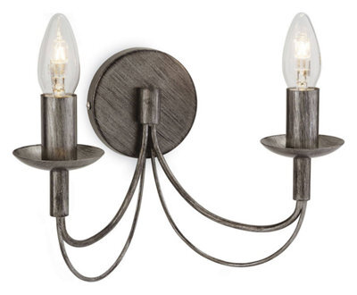 Luminosa Lighting Luminosa Regency 2 Light Indoor Candle Wall Light Antique Silver, E14