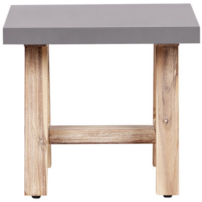 Beliani Stool - Grey Fibre Cement Seat With Acacia Wood Legs, W40 X D50 X H45Cm - image 1