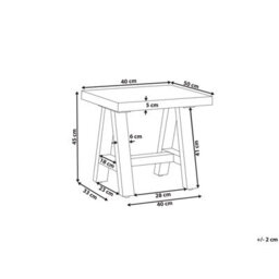 Beliani Stool - Grey Fibre Cement Seat With Acacia Wood Legs, W40 X D50 X H45Cm - thumbnail 4